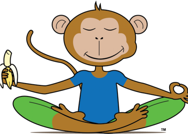 Yoga Clipart Mindfulness - Yoga Monkey Says Be Peaceful Note Cards (640x480)