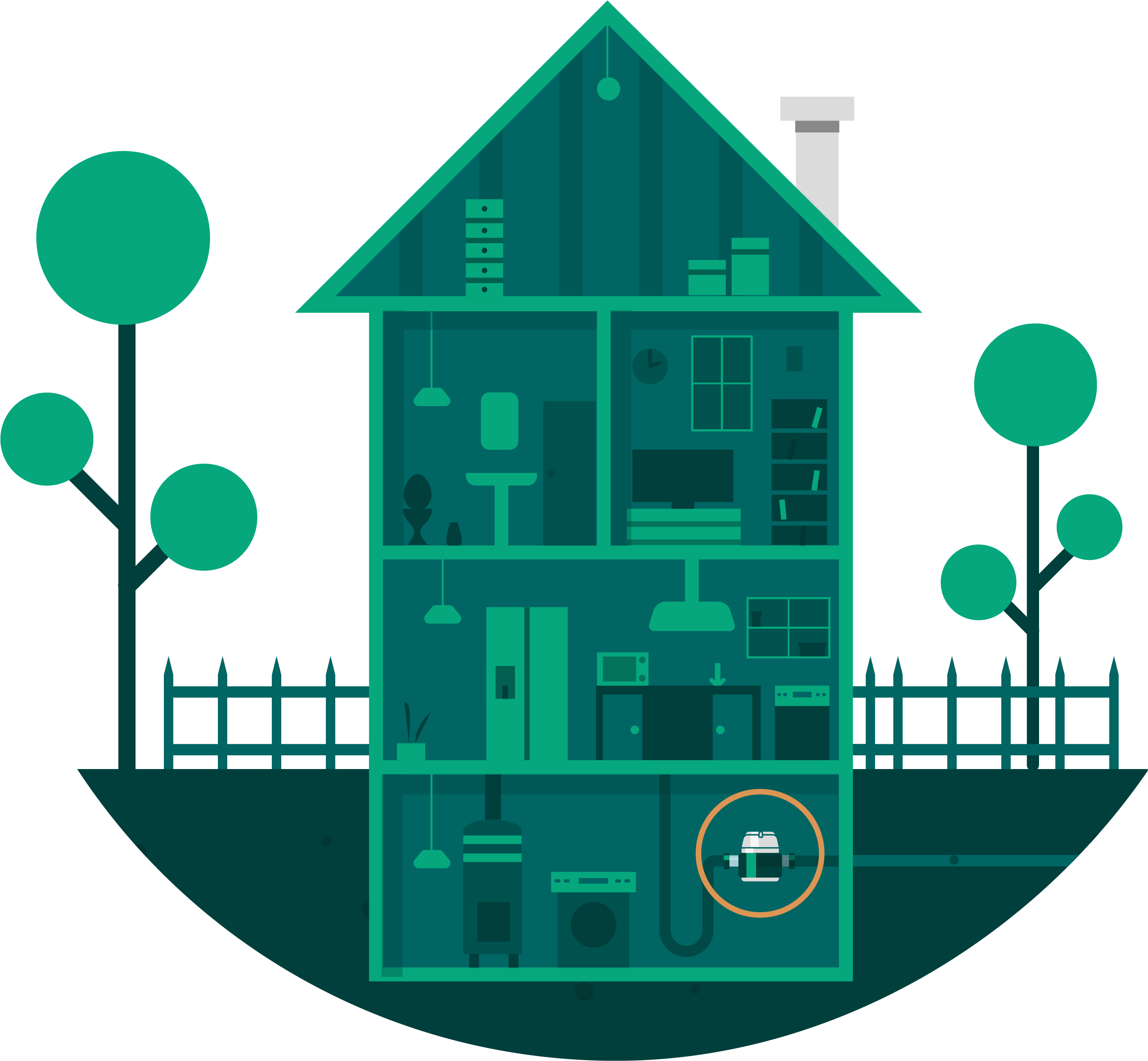 If Your Residence Doesn't Have A Basement, Your Water - Illustration (2738x2465)