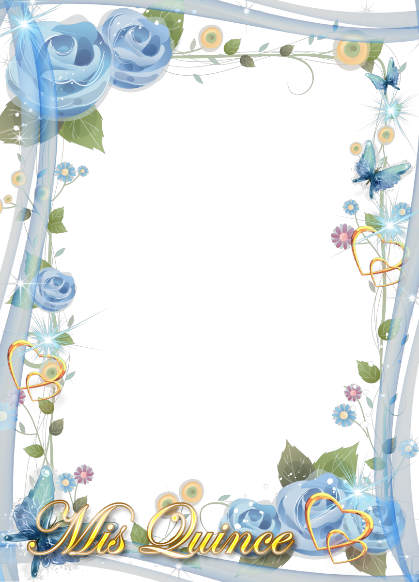 Resultado De Imagen Para Recuadro Con Flores Azules - Wedding Frame Png Blue (865x1200)