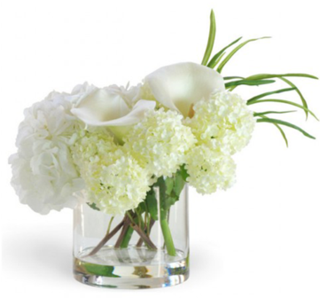Calla Lily And Hydrangea Mix - Small White Flower Arrangement (396x363)