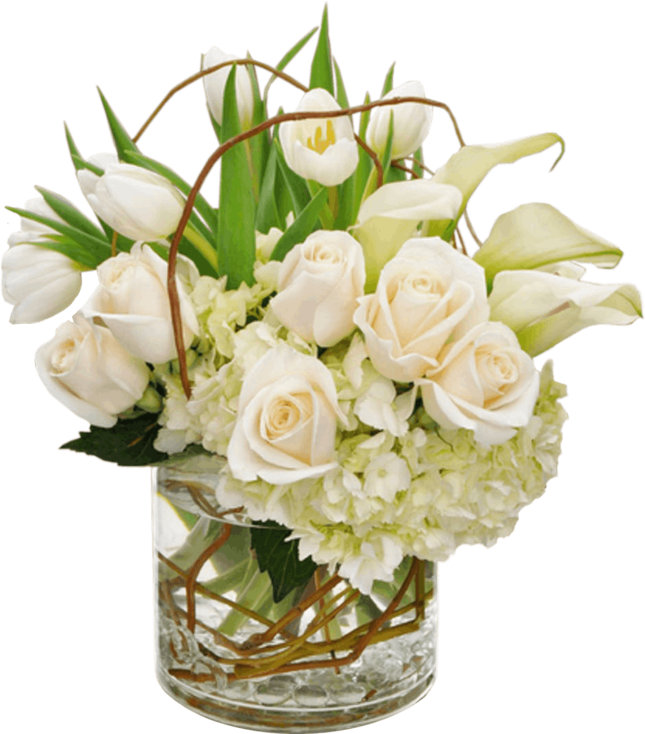 White Tulips, White Roses, White Calla Lilies - White Tulips And Roses (950x1140)