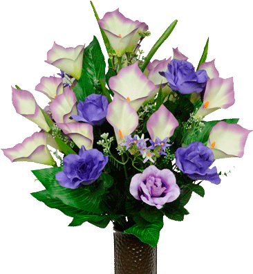 Md1136 Purple Rose And Calla Lily - Ruby's Silk Flowers Purple Rose And Calla Lily Mix (400x400)