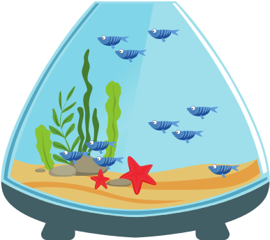 Ornamental Fishes In Aquarium Of Cone Shape - Fish (550x550)