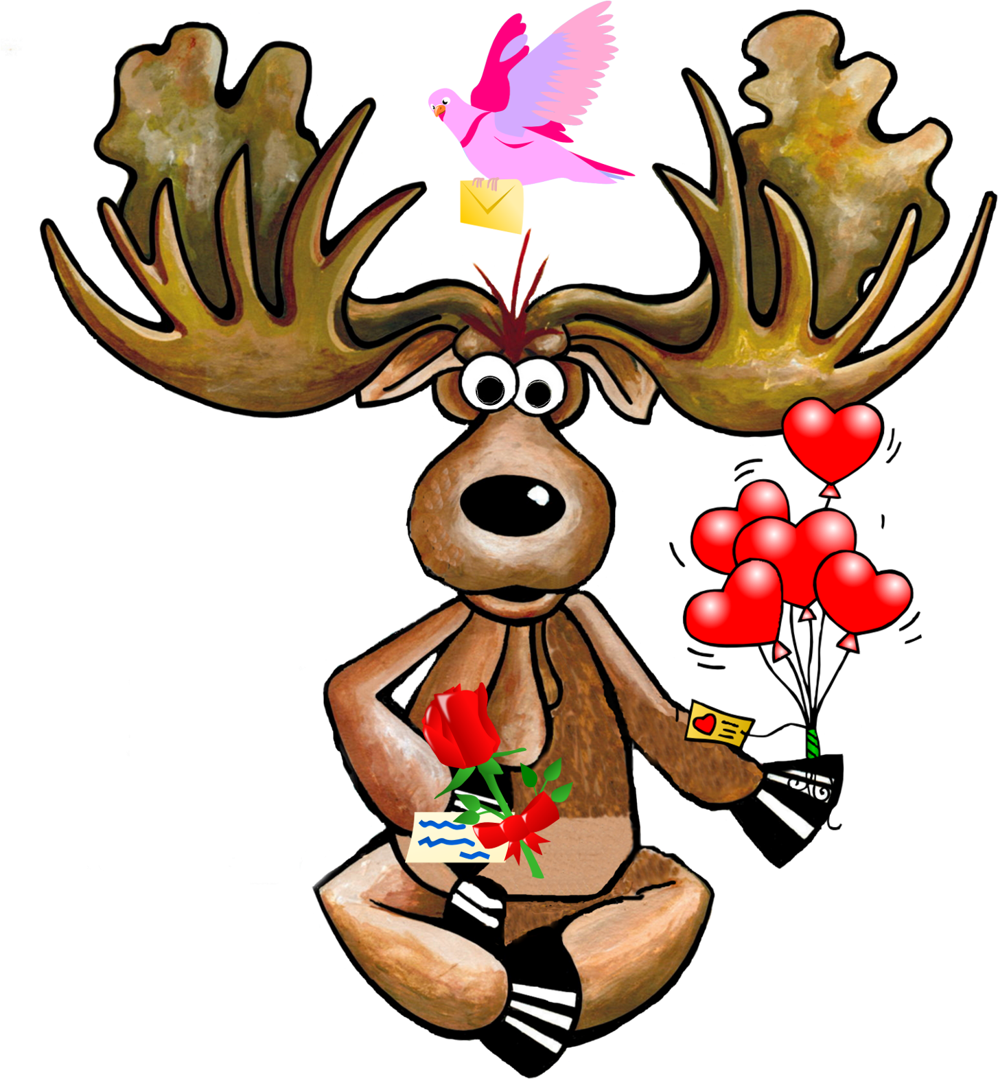 Maurice Getting In The Valentine's Mood - Christmas Moose Shower Curtain (1500x1683)