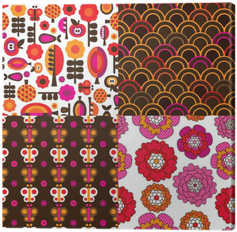 Cuadro En Lienzo Seamless Retro Flor Mariposa Patrón - Fruit And Butterfly Pattern In Vector - Round (400x400)