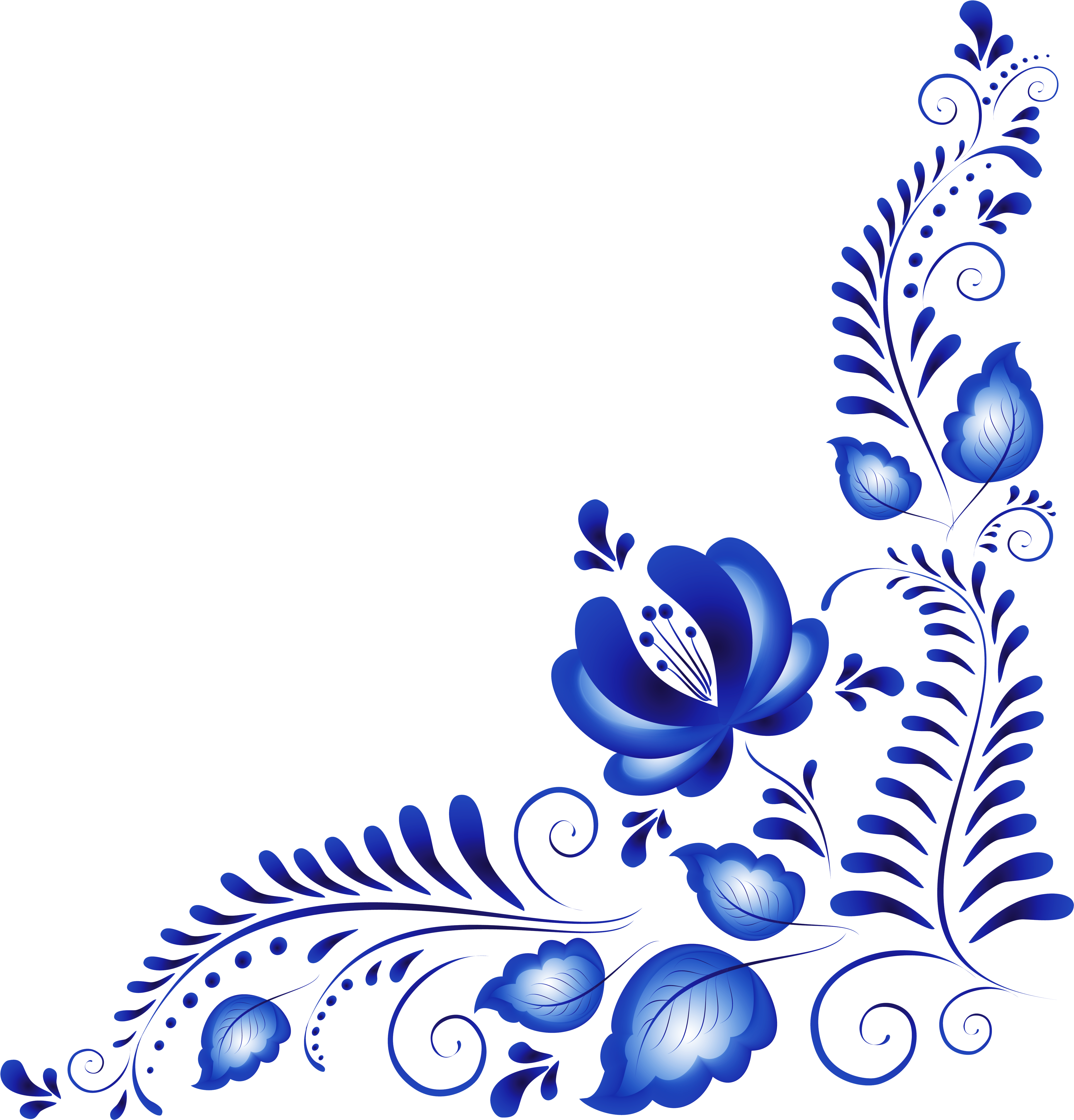 Blue Flower Clip Art - Flower Corner Vector Designs (5315x5315)