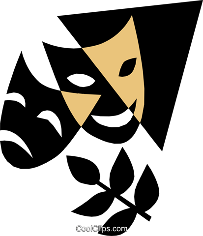 Theatre Masks Royalty Free Vector Clip Art Illustration - Theatre Mask Vector Transparent (413x480)