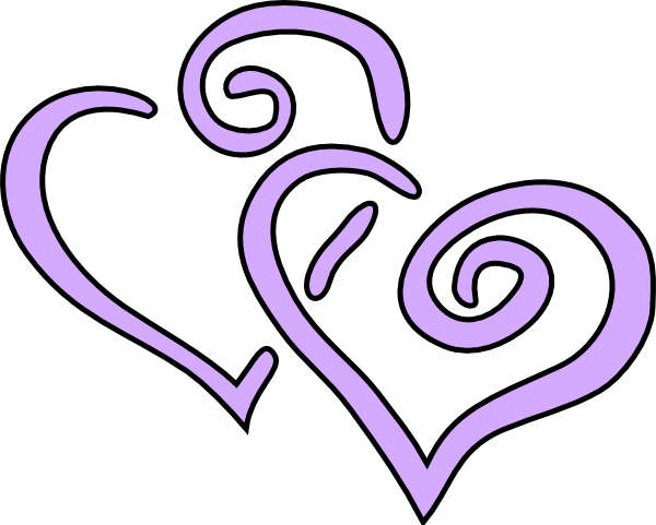 Clip Art - Purple And Silver Hearts (600x481)
