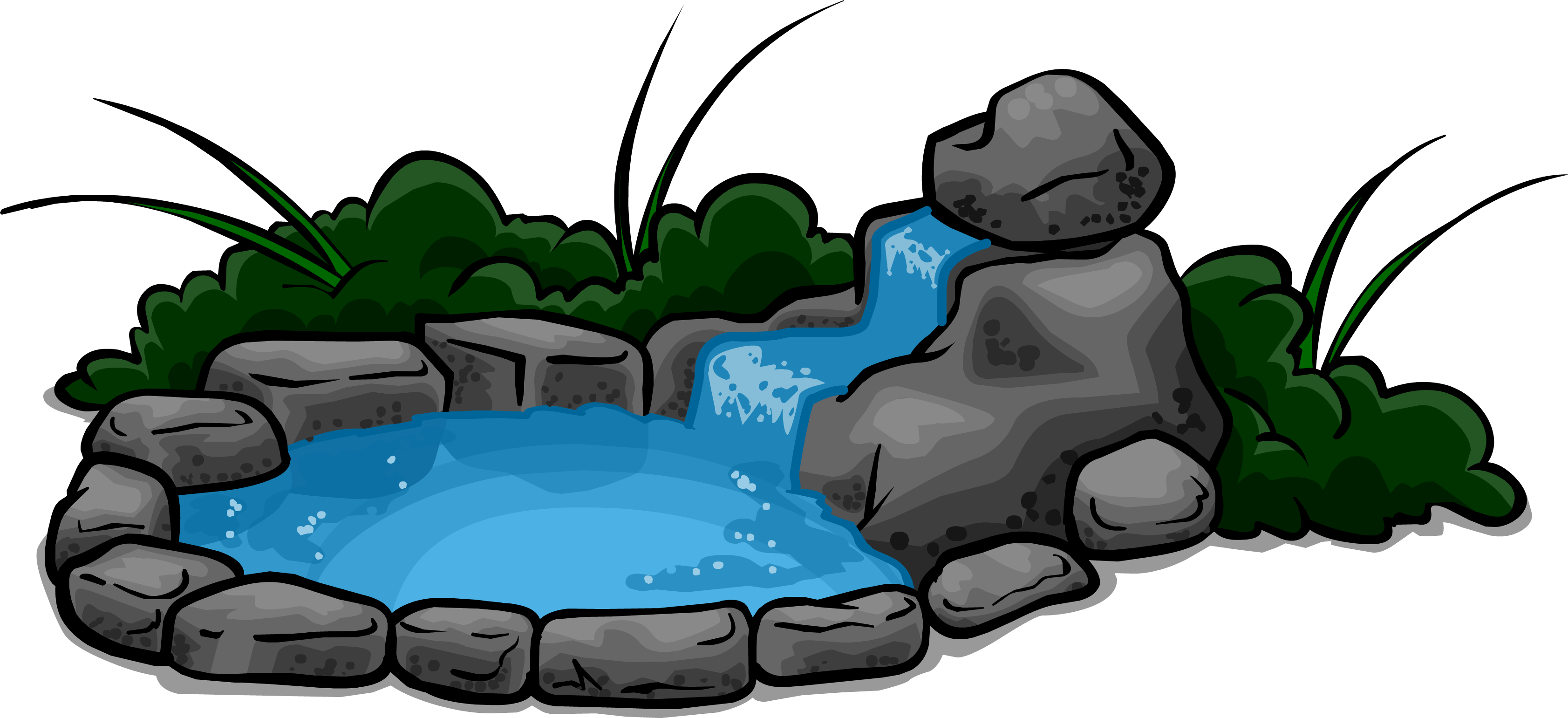 Waterfall Pond Sprite 003 - Cartoon Pond Png (3366x1541)