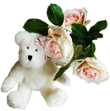 White Teddy Bear With Rose - Alles Gute Zum Geburtstagkarte Teddybär Und Rosa Postkarte (368x354)