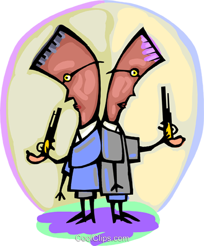 Two Duelers Ready To Count Off Paces Royalty Free Vector - Two Duelers Ready To Count Off Paces Royalty Free Vector (397x480)