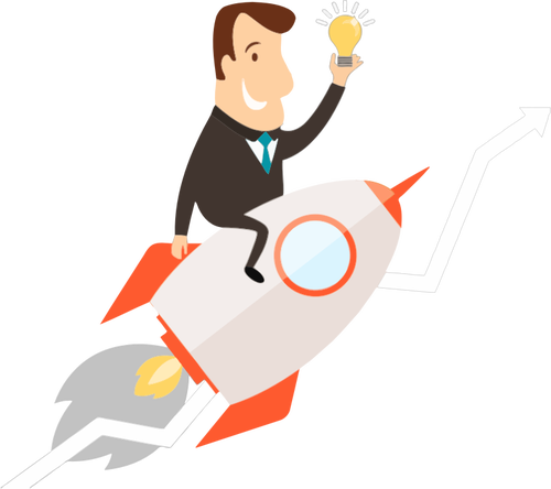 379 Animated Rocket Clipart Public Domain Vectors - Man On A Rocket (500x444)