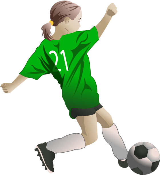 Soccer Girls Clipart - Girl Soccer Player Clipart (579x646)