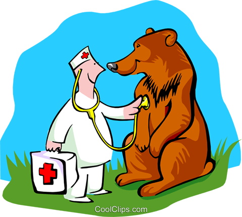Veterinarian Checking On Bear Royalty Free Vector Clip - Urso No Veterinario (480x430)