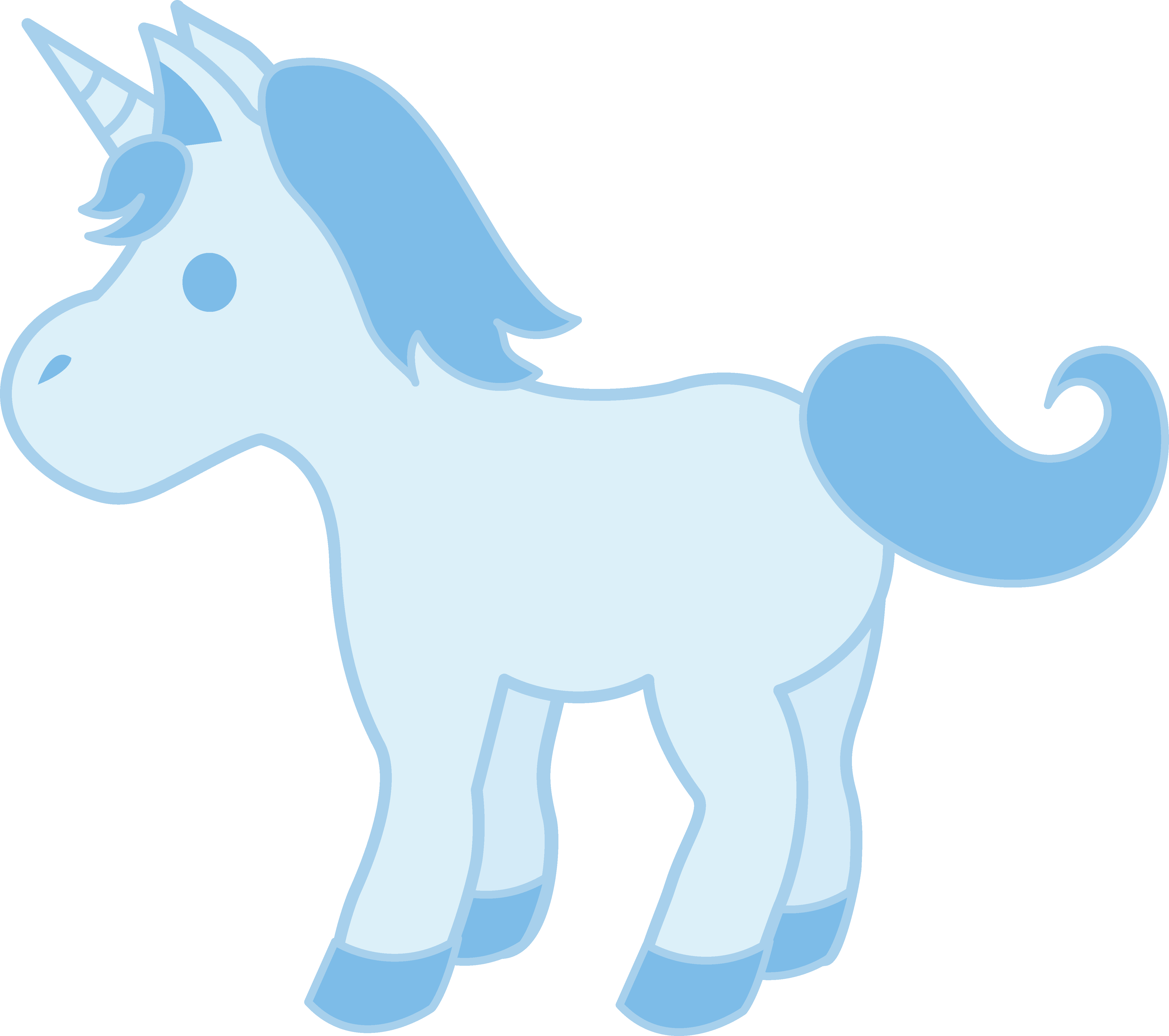Cute Baby Blue Unicorn - Cute Blue Unicorn Cartoon (4926x4366)