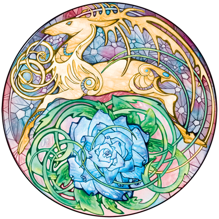 Blue Rose Golden Hart Crest - Circle (450x450)