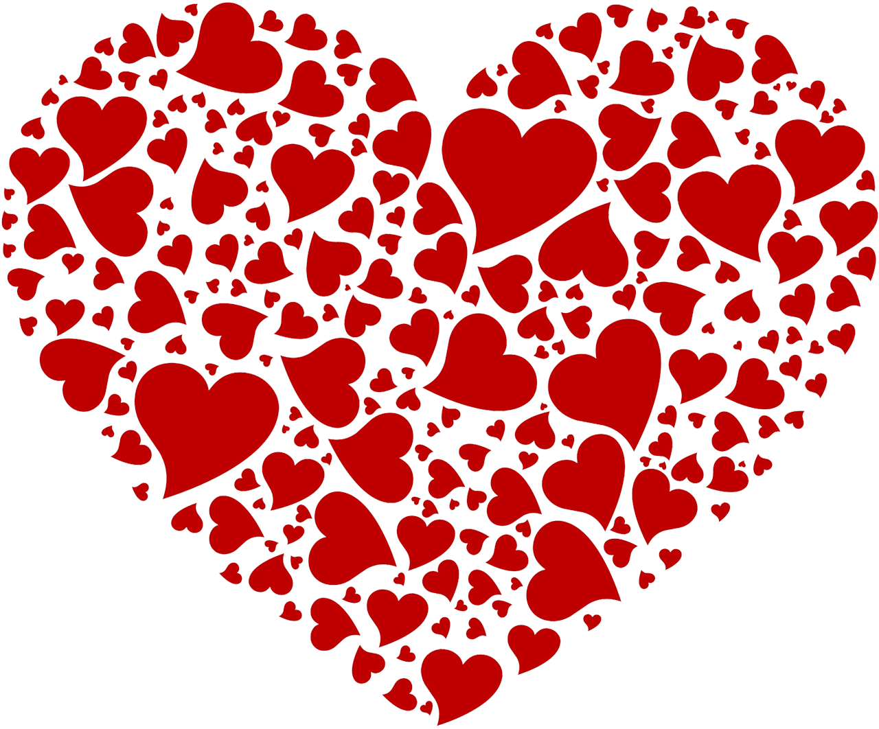 Mis Laminas Para Decoupage - Heart Made Of Hearts (1280x1062)