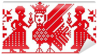 Fotomural Crossstitch Ruso Las Mujeres Pavo Real • - Русский Орнамент (400x400)