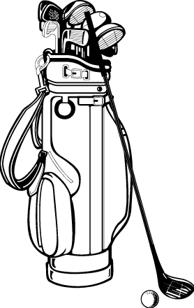 Golf Bag Drawing Golf Club Bag Clip Art - Golf Bag And Clubs Flask (278x441)