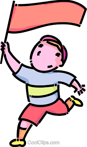Boy Running With A Flag Royalty Free Vector Clip Art - Boy Running With A Flag Royalty Free Vector Clip Art (285x480)