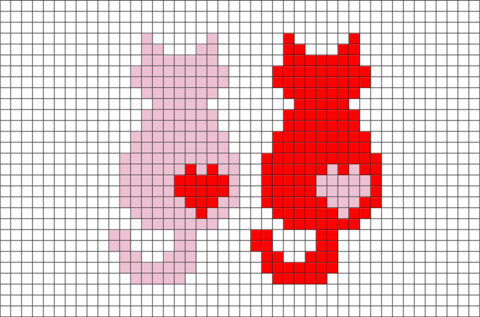 Cats Pixel Art Brik - Cute Pixel Art Grid (480x317)