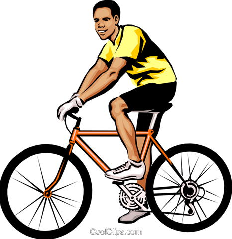 Man On Bicycle Royalty Free Vector Clip Art Illustration - Man Riding A Bike (466x480)