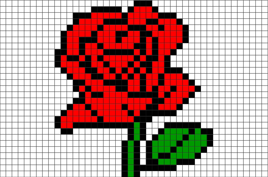 Pixel Art Rose (880x581)