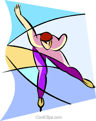 Olympic Sports, Speed Skating Royalty Free Vector Clip - Force (383x480)
