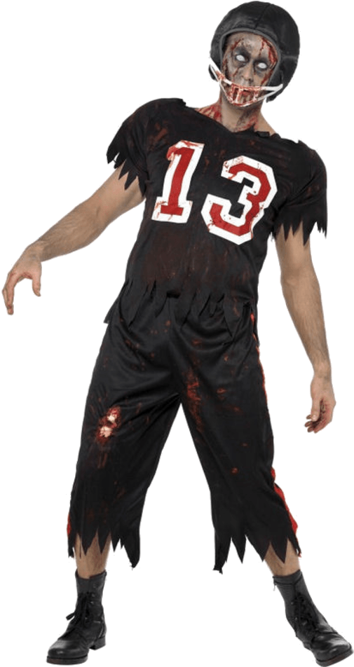 High School Zombie Footballer Costume - American Football Fancy Dress (600x951)