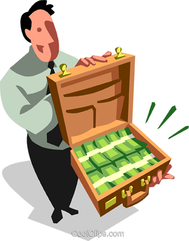Man With A Briefcase Full Of Money Royalty Free Vector - Illustration (376x480)
