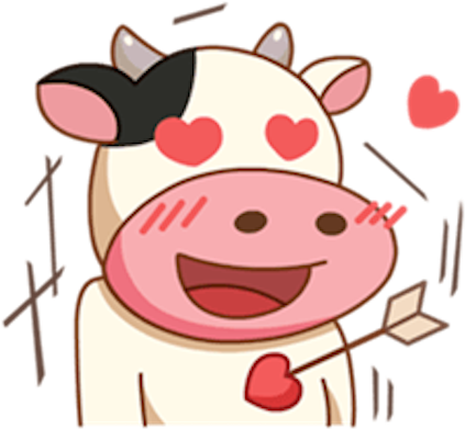 Momo Cow Sticker Messages Sticker-11 - Cattle (450x420)