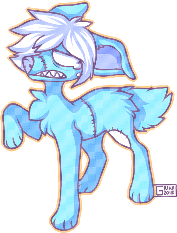 Sad Blue Rabbit By Griwi - Cartoon (651x829)