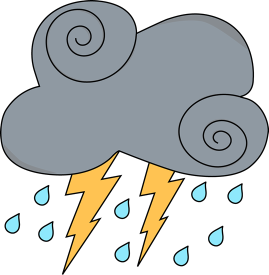 Gray Swirly Cloud With Lightning And Rain - Rain Clipart (538x550)