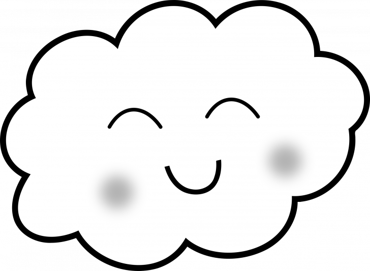 Clipart Happy Cloud Coloring Book Page Cartoons - Nube Animada Para Colorear (728x533)