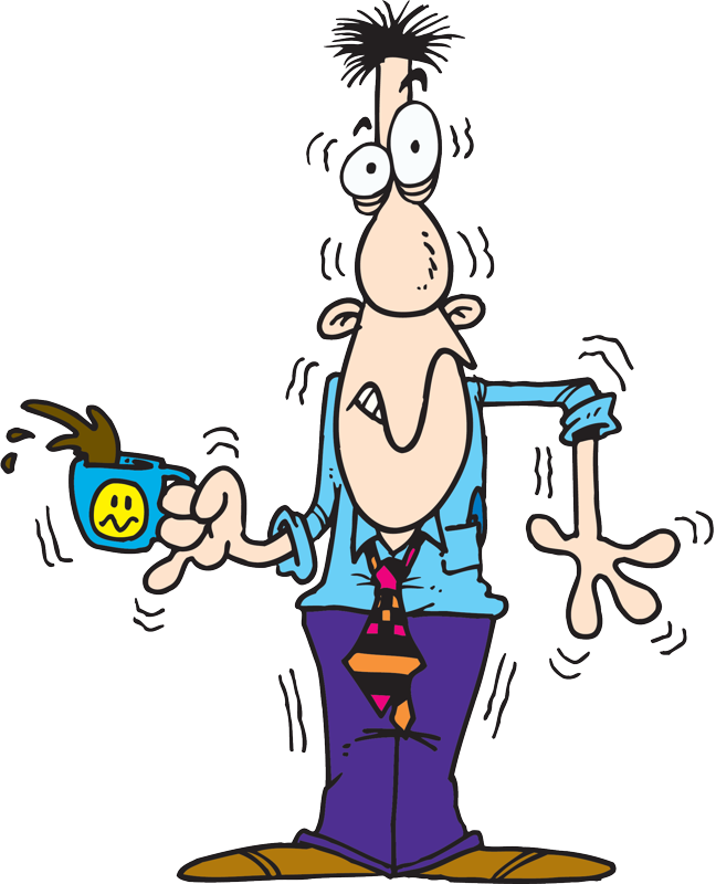 Falling Into A Foreclosure Pit - Drinking Too Much Coffee Clipart (648x800)