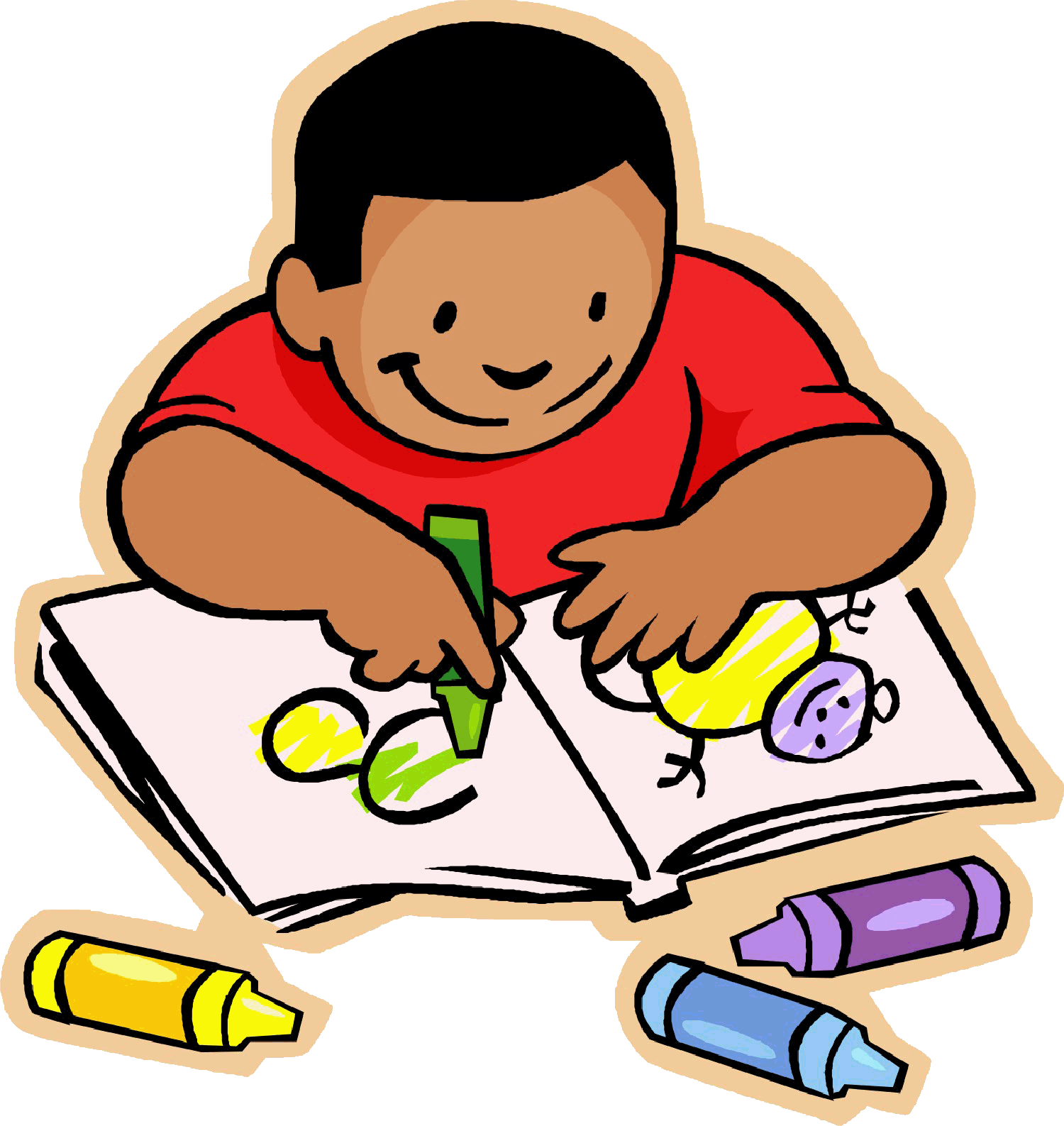 Kid Coloring Clipart (1500x1587)