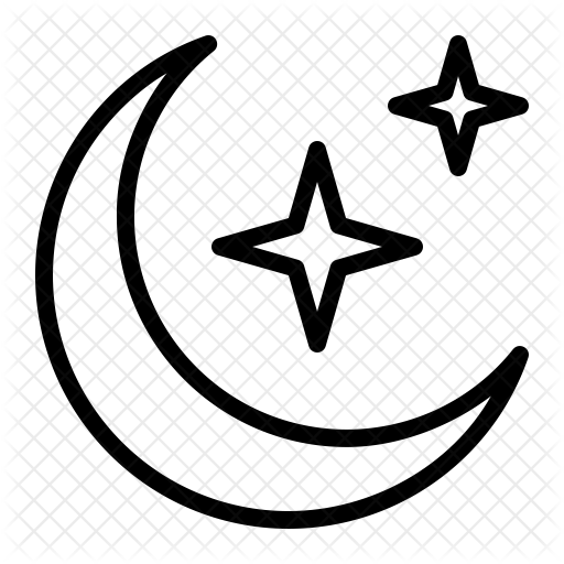 Crescent Icon - Ramadan Moon Black And White (512x512)