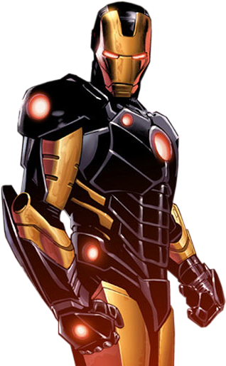 Tony Stark In Black Armor - Black And Gold Iron Man Suit (338x524)