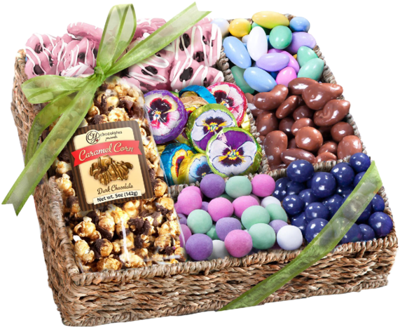 Spring Chocolate, Sweets, And Treats Gift Basket - Golden State Fruit Chocolate, Nuts And Crunch Gift (570x570)