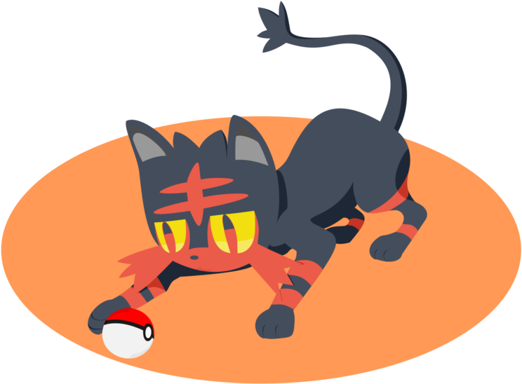 Litten Playing With A Poke Ball By Krishark - Illustration (900x675)