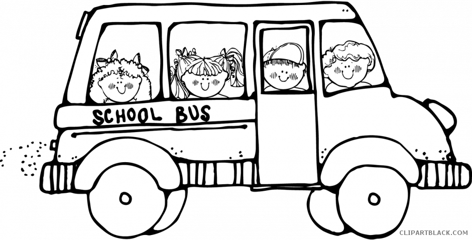 School Bus Transportation Free Black White Clipart - Clipart School Bus Black And White (940x478)