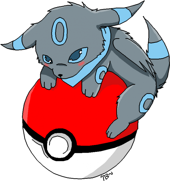 Nova Blue The Shiny Umbreon's Pokeball - Chibi Pokeball (852x800)