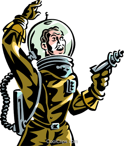 Astronaut With Ray Gun Science Fiction Royalty Free - Science Fiction Clipart (409x480)