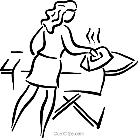 Woman Ironing Royalty Free Vector Clip Art Illustration - โลโก้ ร้าน ซักรีด (480x477)