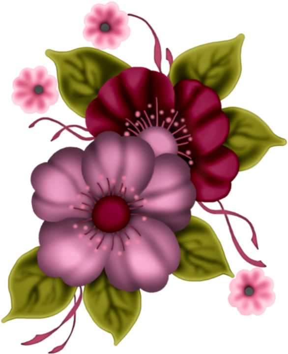 Blue Tubes Fleurs Png (600x743)