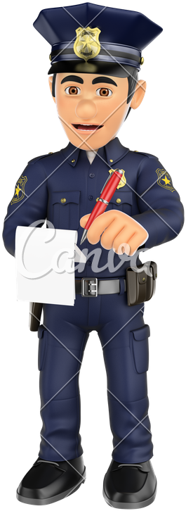 3d Policeman Imposing Traffic Ticket - Police Officer (457x800)