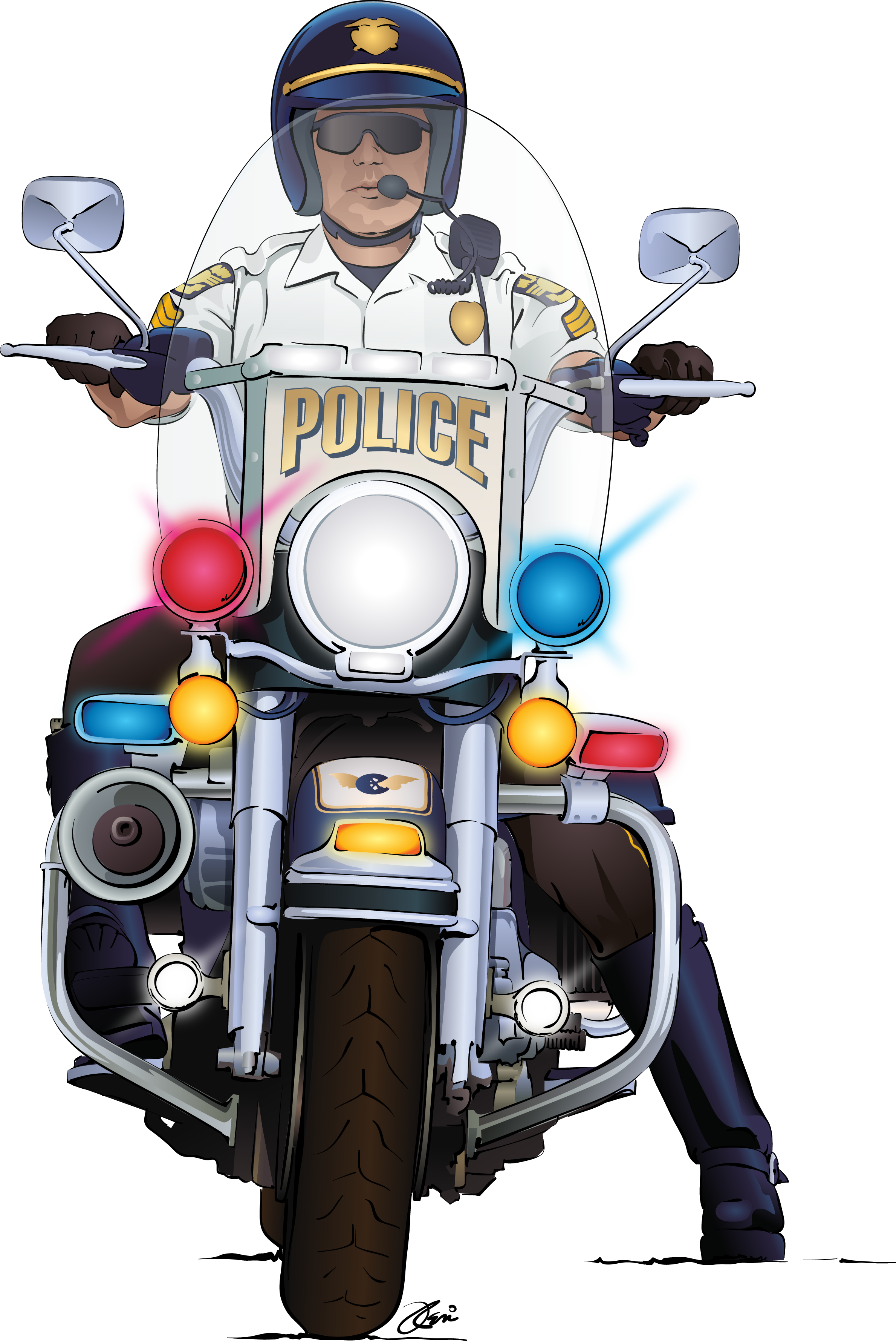 Tomorrow Afternoon - Cartoon Police Motorcycle (2378x3556)