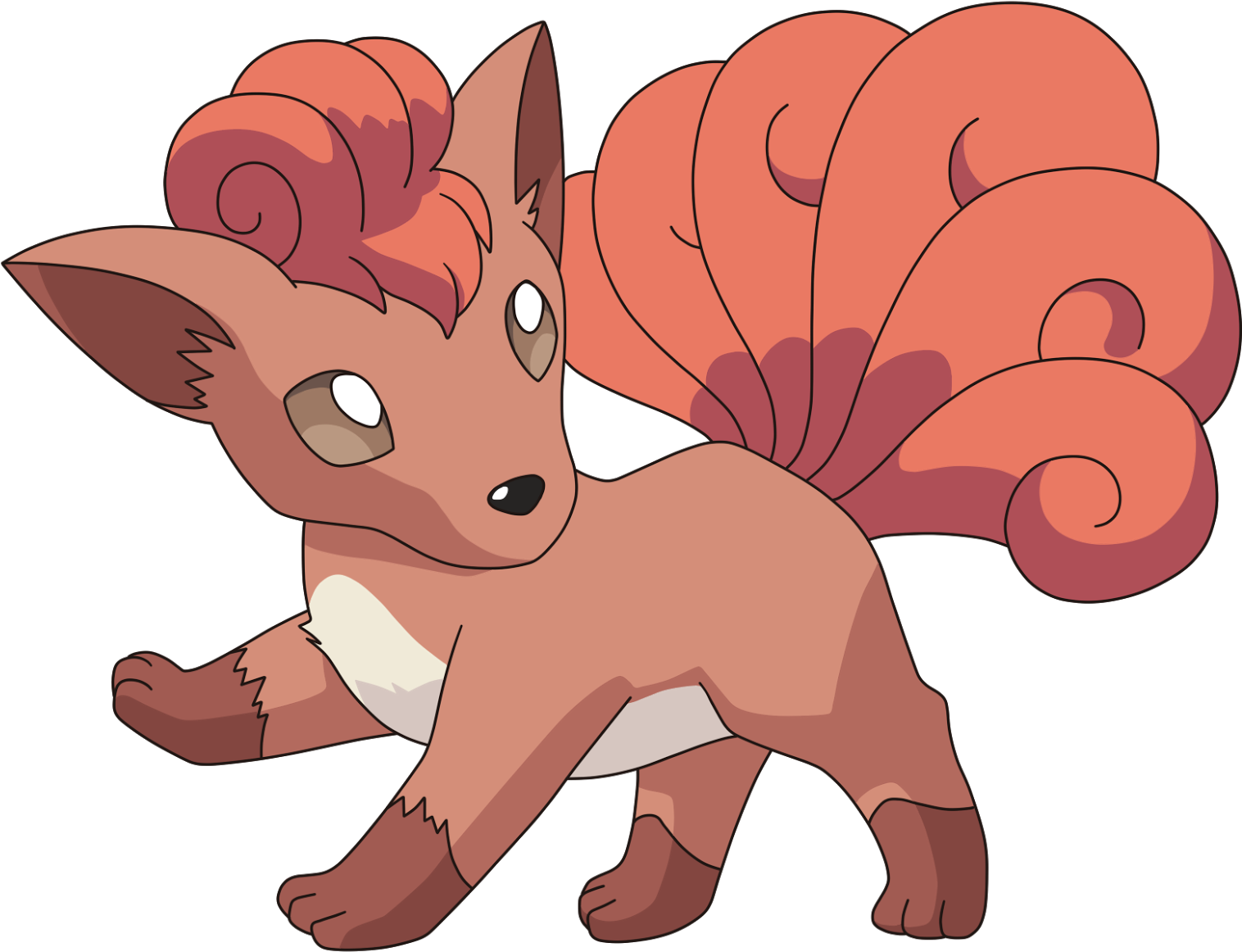 A Pikachu's Back Has Two Brown Stripes, And Its Large - Vulpix Pokemon Png (1600x1233)