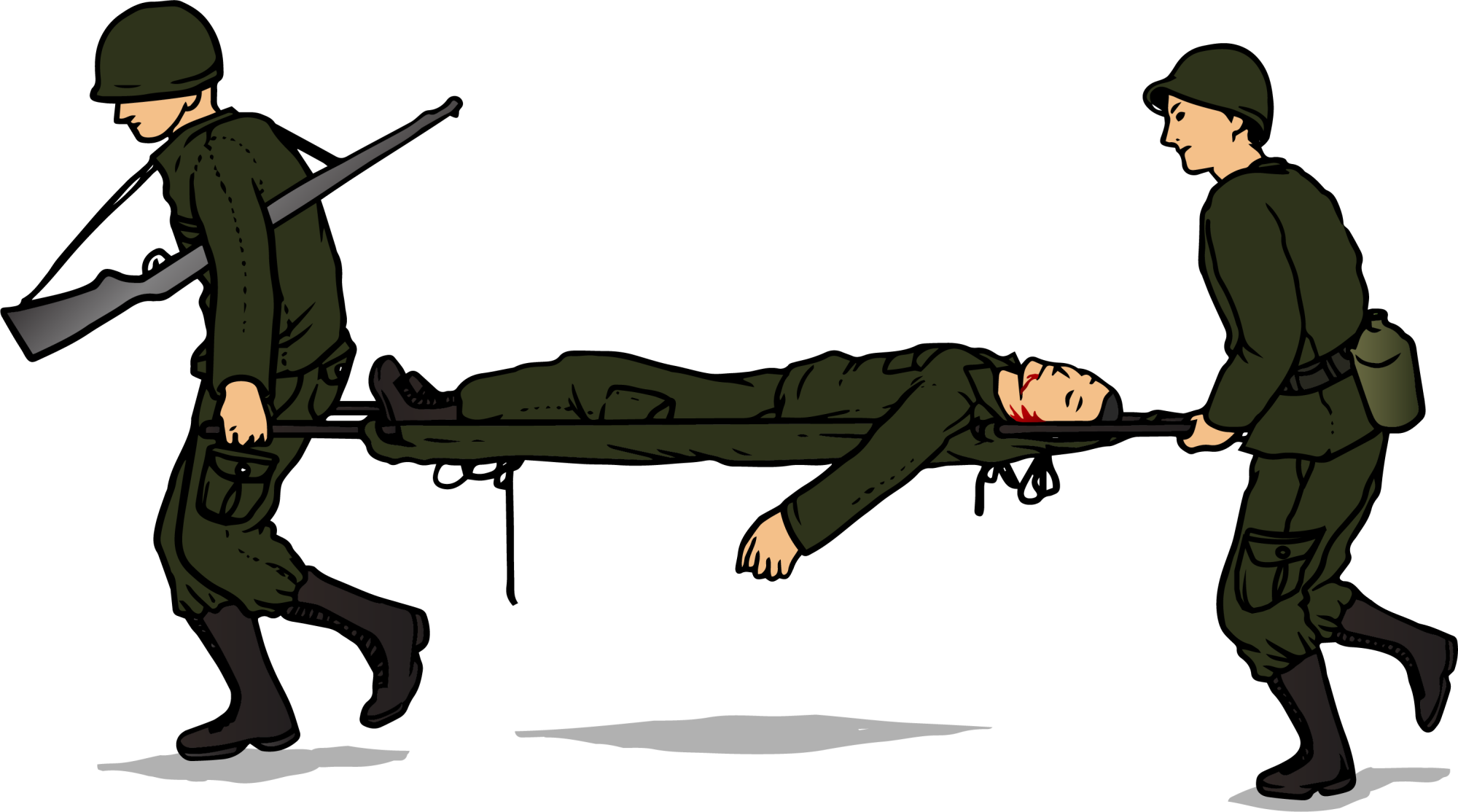 Soldier Military Clip Art - Wounded Soldier Cartoon (2000x1114)