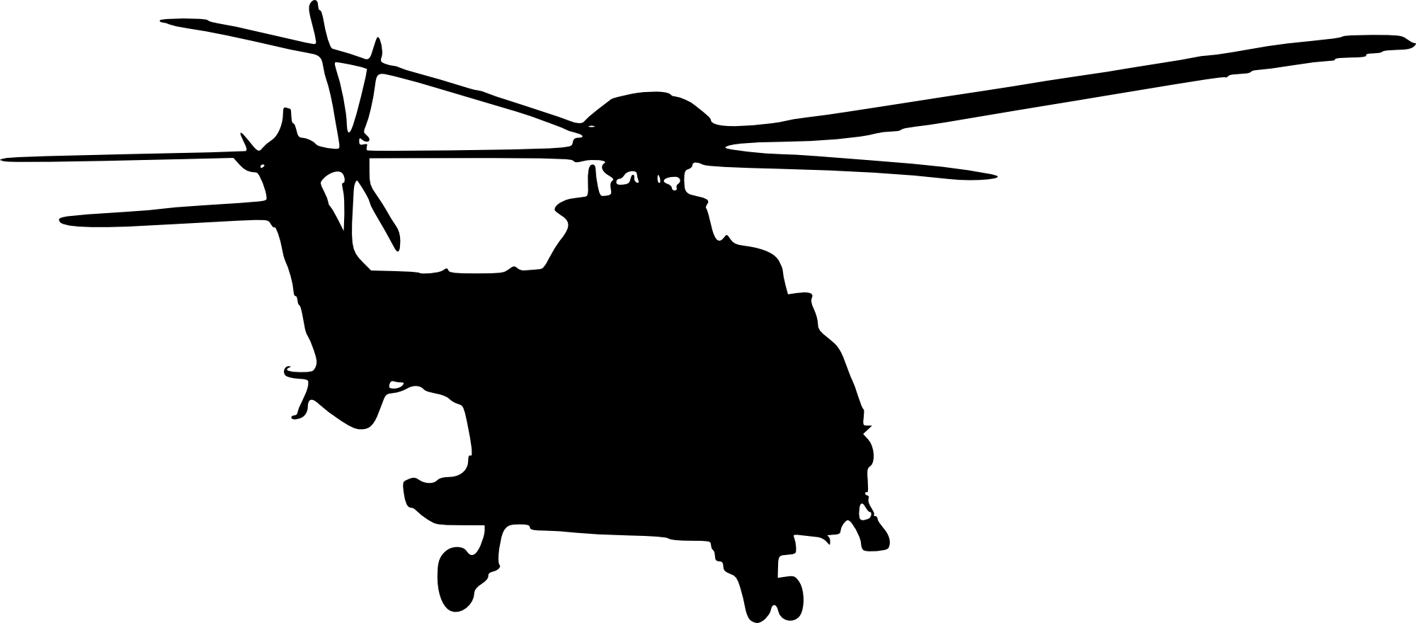 Military Tank Clipart Chinook - Helicopter Silhouette (2000x880)